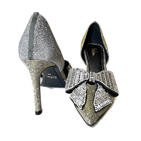 New Boden Embellished Heeled Court Shoes Metallic 38 - Picture 2 of 16